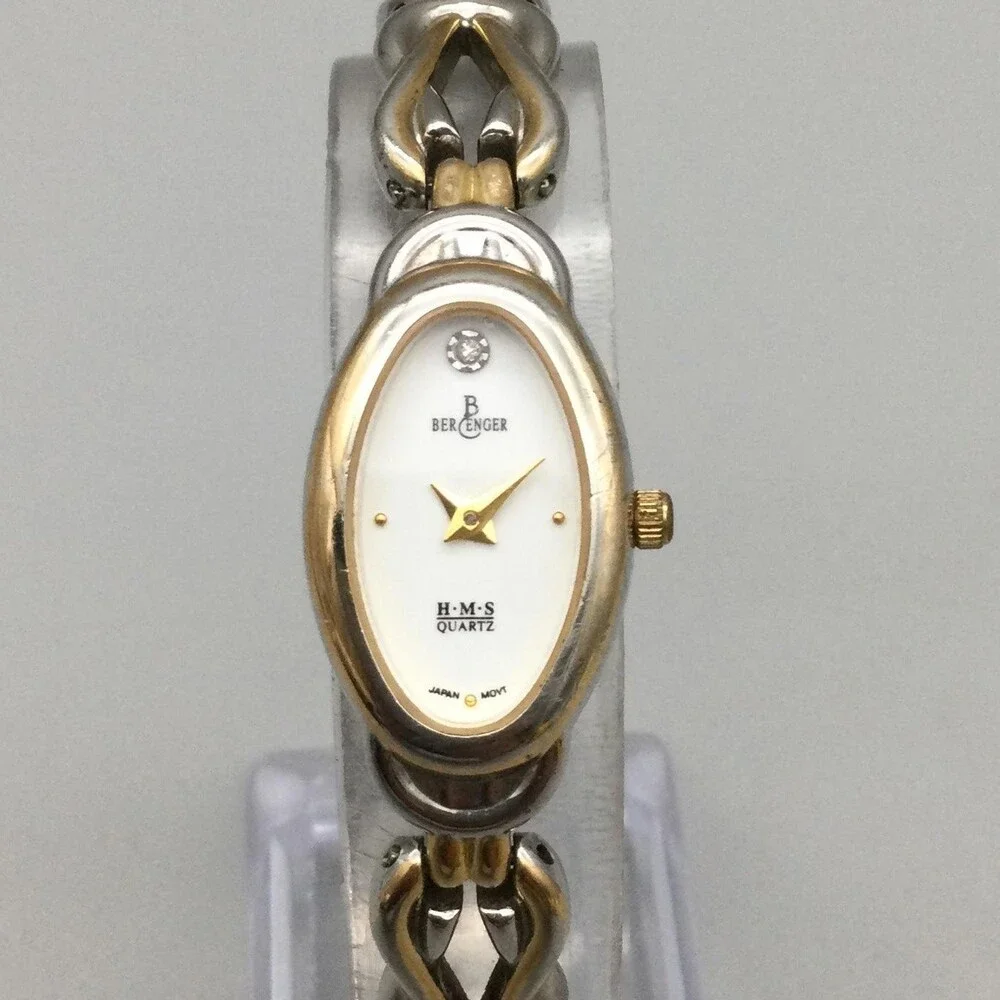 Berenger Womens Watch 16mm Two Tone Oval Dial H-M-S New Battery 7.5